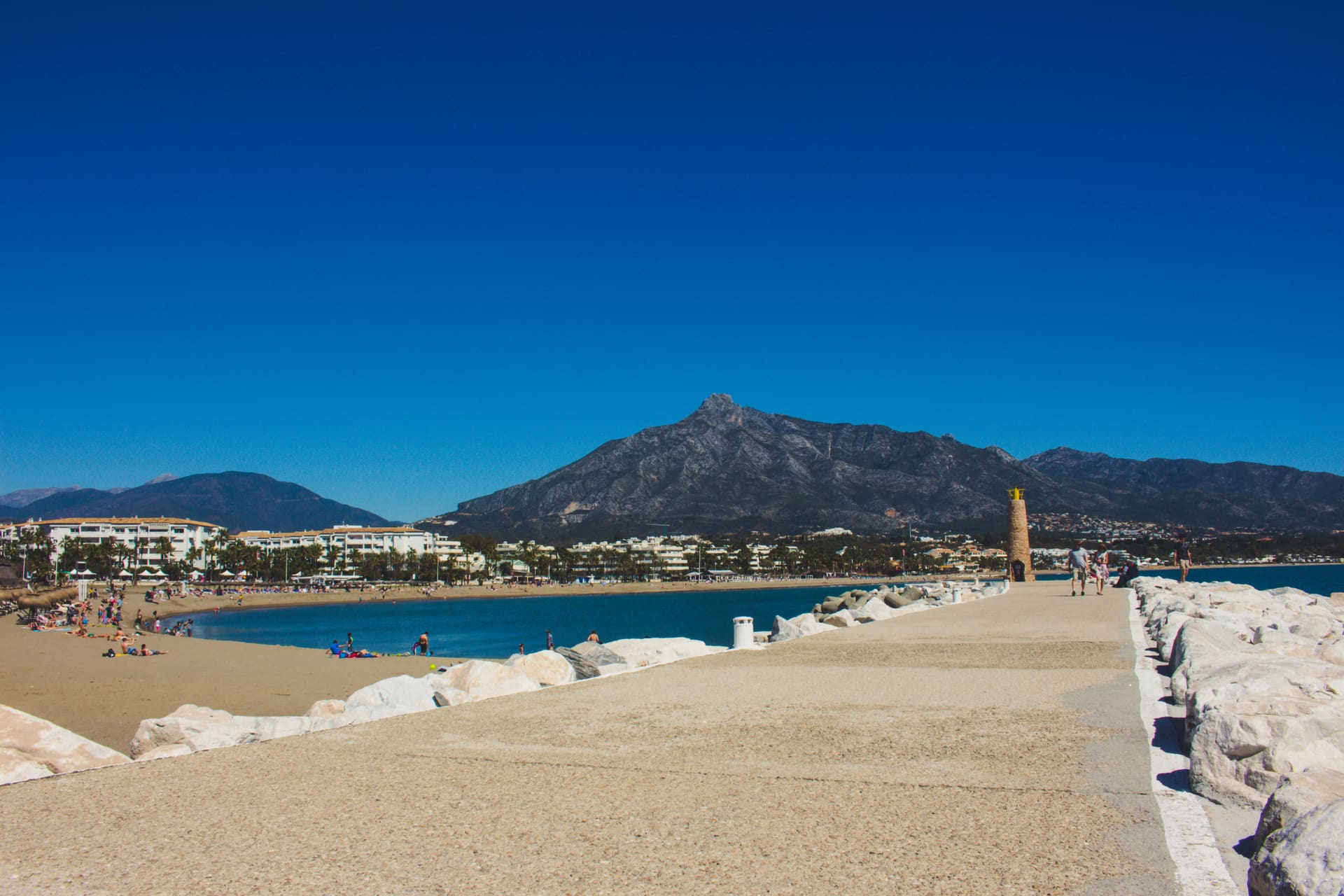 Puerto Banús marina with La Concha mountain, Marbella